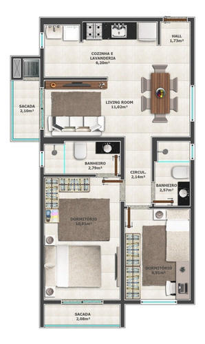 Imagem 4 de 4 de Apartamento No Anita Garialdi | 01 Suíte + 01 | Condições Especiais De Lançamento! - Sa01757 - 69008862