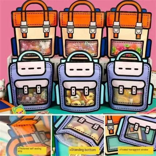 40 Bolsas De Embalaje De Regalos Con Forma De Mochila Escola