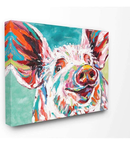 Lienzo Para Pared Con Diseño De Cerdo Pintado En Color...