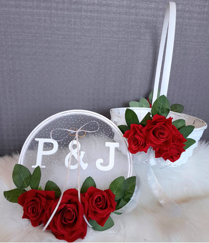 Canasto Para Petalos+porta Anillos/argollas Matrimonio Paje