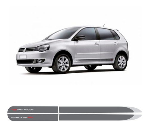 Kit Faixa Lateral Polo Sportline Hatch 2012 A 2013 Cinza