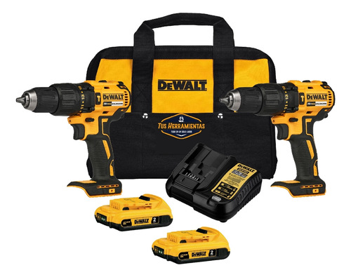 Kit 2 Taladros Percutor Dewalt 20v Dcd778d2 Brushless