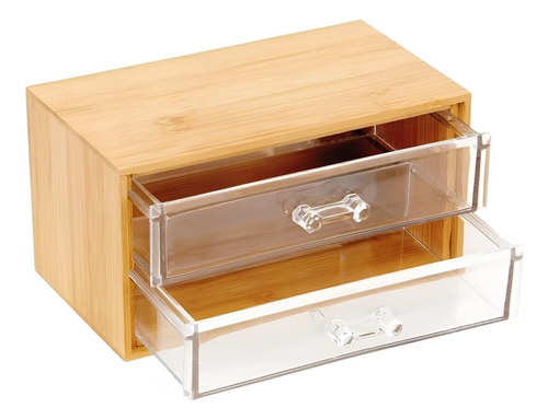 Organizador De Baño Multiuso Maquillajes Etc - 2 Estantes Color Madera