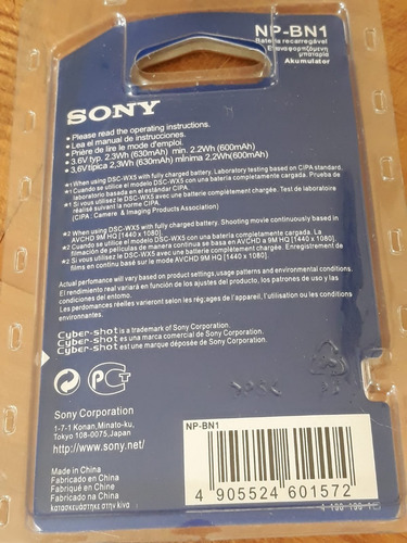 Bateria Np-bn1 - Lithium Ion - Sony - Cybershot