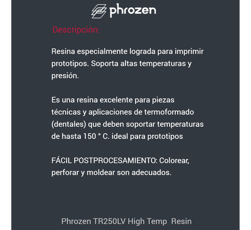 3 Resinas 3d Tr250 Phrozen Odonto Joyeria Protot Alta Temp