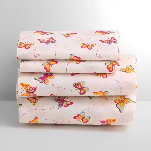 Juego de Sábanas Queen Size de Microfibra Suave Estampado Butterfly Blancos Azteca
