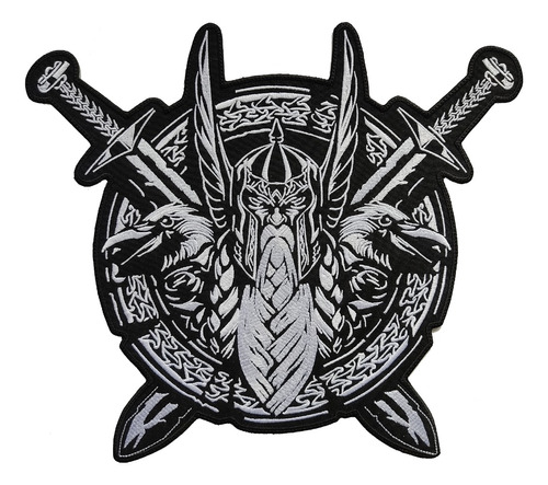Parche Bordado Odin God Ravens Viking Vikingo Runa Espadas