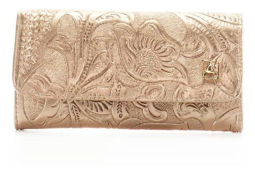 Cartera Piel Dama Mod 101 Cincelado Mujer Bolsa Color Oro rosado Diseño de la tela