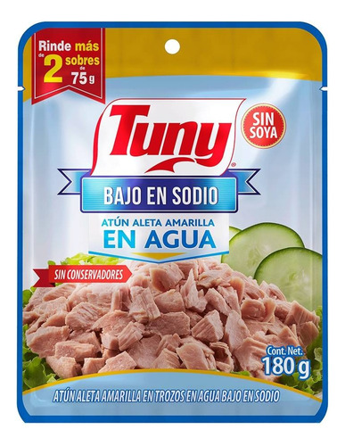 4 Pza AtĂșn Tuny Pouch En Agua Bajo En Sodio 180 G