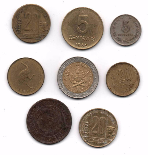 Argentina Lote 8 Monedas Diferentes Antiguas
