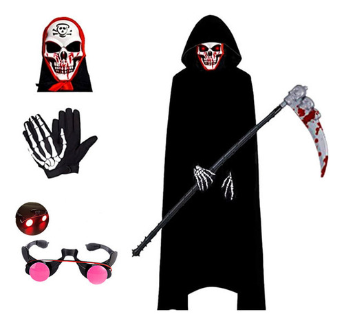 Sangriento Demonio Máscara De Halloween, Disfraz De Miedo, Niños Muerte Disfraz, Guantes