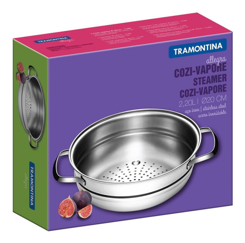 Imagem 6 de 6 de Cozi-vapore Tramontina Allegra Em Aço Inox 20 Cm 2,2 L