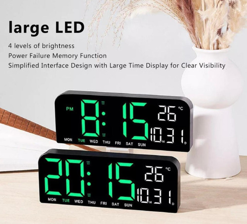 Reloj Rectangular Pantalla Led Fecha Temperatura