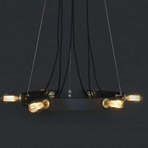 Colgante Industrial Crono 6 Luces Ø60cm Negro