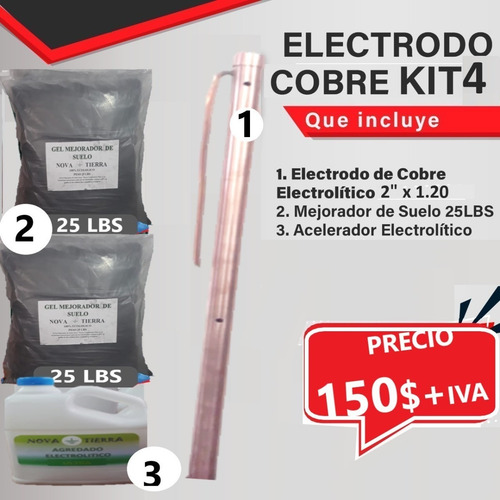 Imagen 7 de 10 de Kits De Electrodo Activo De Cobre Puesta Tierra Y Pararrayos