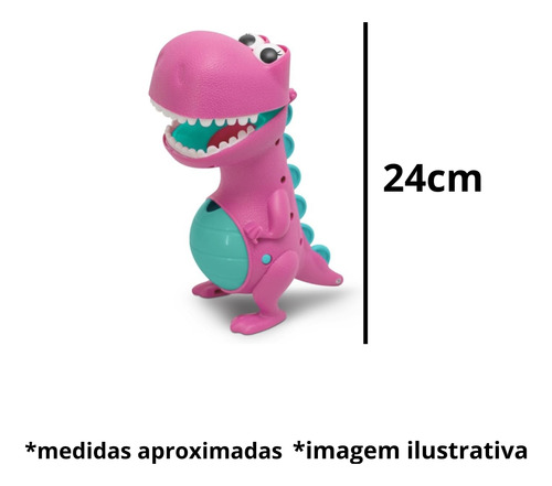 Boneco Infantil Tina Dinossauro Papa Tudo Rosa Elka