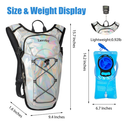 Mochila De Hidratación Reflectante 2 Litros Para Senderismo