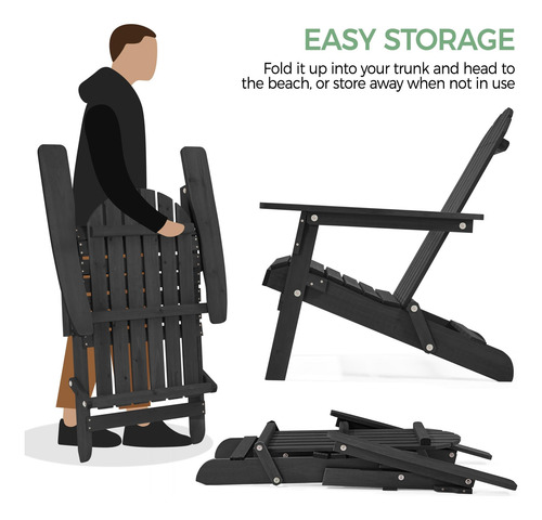 Juego De 5 Sillas Plegables Adirondack Para Exteriores