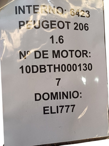 Motor Peugeot 206 1.6 (Usado)