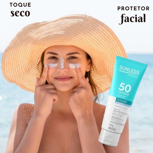 Imagem 3 de 4 de Protetor Solar Facial Toque Seco Fps-50 Com Base 60g Sunless