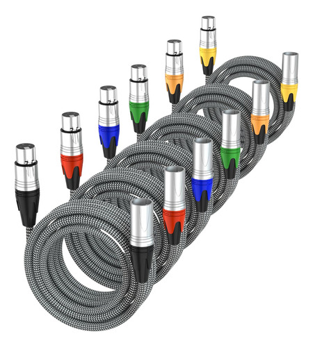 Cableet Paquete De 6 Cables De Microfono Xlr De 25 Pies, Cab