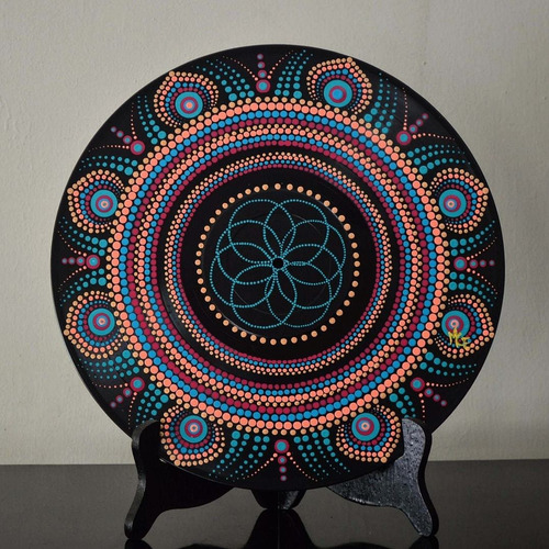 Mandala Cuadros Pintada A Mano Sobre Disco Vinil 30 Cm