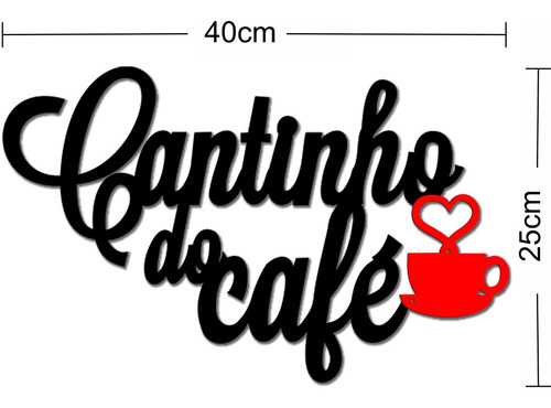 Imagem 2 de 3 de Painel Decorativo Cantinho Do Café Preto Xícara Vermelha Mdf