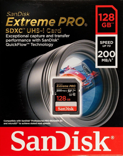 Memoria Sandisk Extreme Pro 128gb Uhs-i U3 Sdxc 200mb/s 4k 