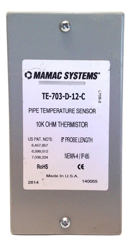 Sensor De Temperatura Termistor 10k Sonda 4 In Con Gabinete