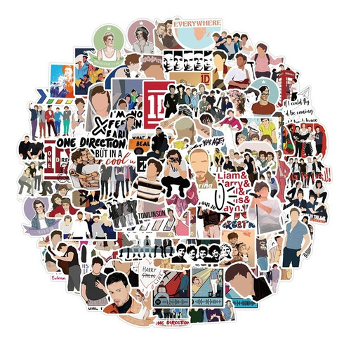One Direction 50 Calcomanias Stickers Pvc Contra Agua 1d Pop
