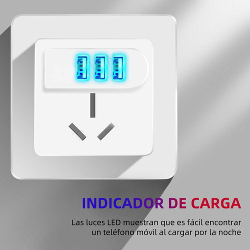 Cargador De 3 Puertos Con Usb Led Multifuncional