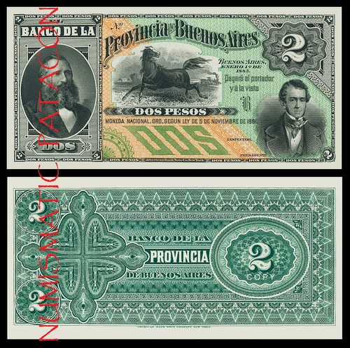 Colección Billetes Peso Oro 1885 Buenos Aires Facsímil Copia