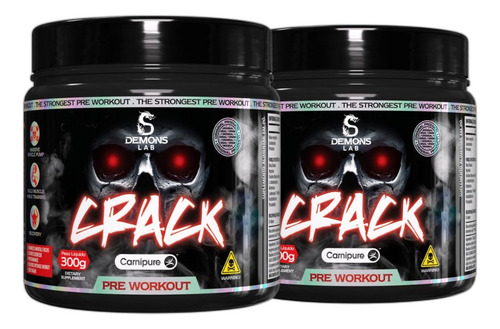 Kit 2x Pre Treino Crack Yellow Madness 300g - Demons Lab Sabor Sem Sabor