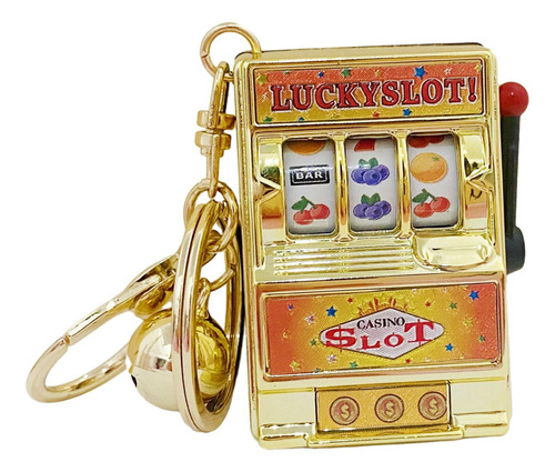 Lucky Slot Machine Bank Con Carrete Giratorio Llavero Oro