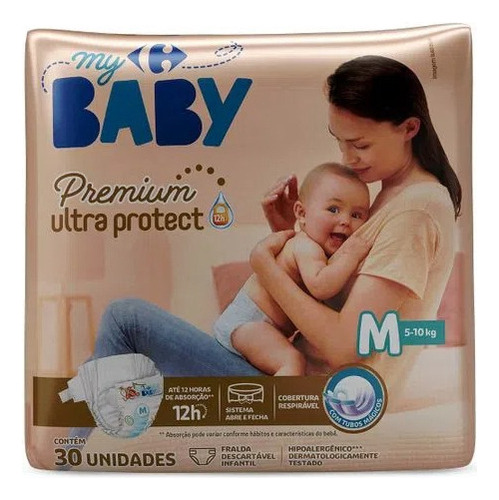 Fralda Carrefour My Baby M Soft  Protect - 30 Unidades Tamanho Médio (M)