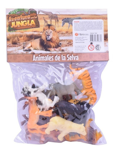 Imagen 3 de 6 de Animales Muñecos De La Selva X 12 Animalitos El Duende Azul