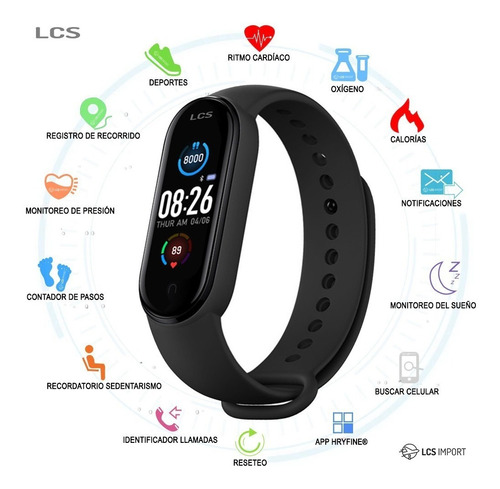 Imagen 3 de 5 de Smartband Lcs M5 Smartwatch Ls-m5 Con Carga Magnética