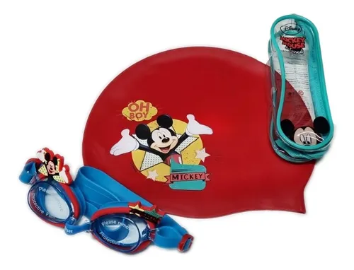 Set X3 Natación Gorro Silicona + Gafas Niños Disney