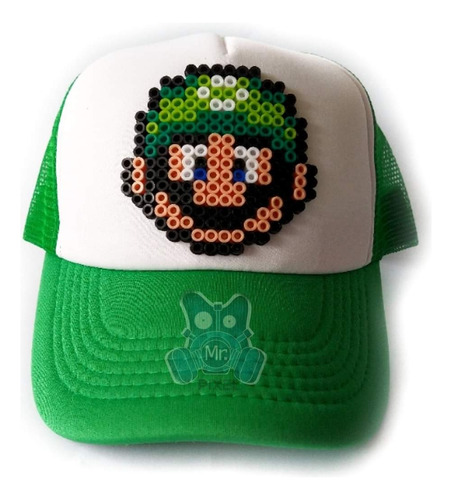 Gorra Cara Luigi - Super Mario Bros - Pixel Art 3d Retro