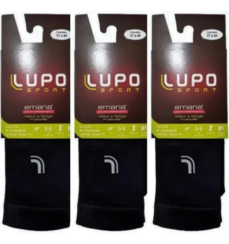 MLB 3322783451 Kit 3 Pares Meias Lupo Alta Compresso 34 Corrida Original JM