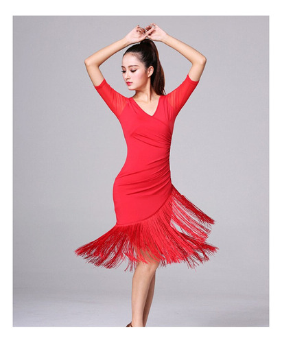 Vestido De Baile Latino For Mujer, Disfraz De Salsa Con Bor