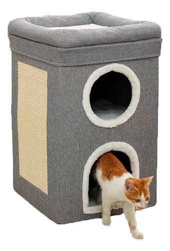 Cama Cucha Terrapet plegable rascador para gatos y perros pequeños color gris