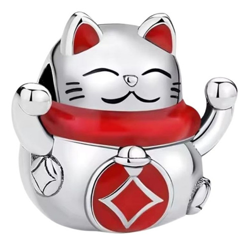 Charm Plata S925 Gato De La Suerte Asiático Plateado
