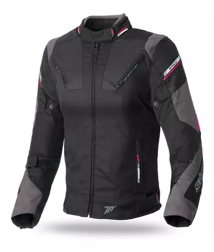 Chaqueta Moto Mujer Racing Blanco-Rosa-Azul De Invierno