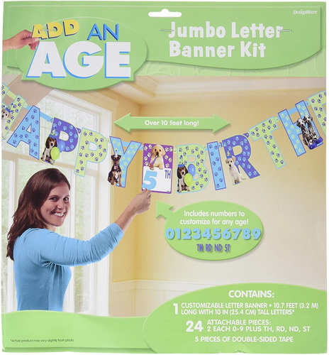 Cute Party Pups Jumbo Add-an-age Carta Banner Fiesta De Cump