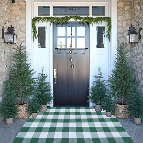 Alfombra Puerta Al Aire Libre Navidad Lavable Tejida Hogar