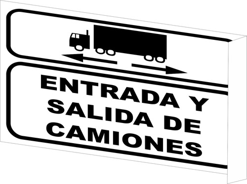Cartel Entrada Y Salida De Camiones 30x40 Cm Doble Faz