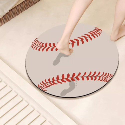 A Floor Mat Baseball Shaped Diatom Mud Round Bathroom Bathtu