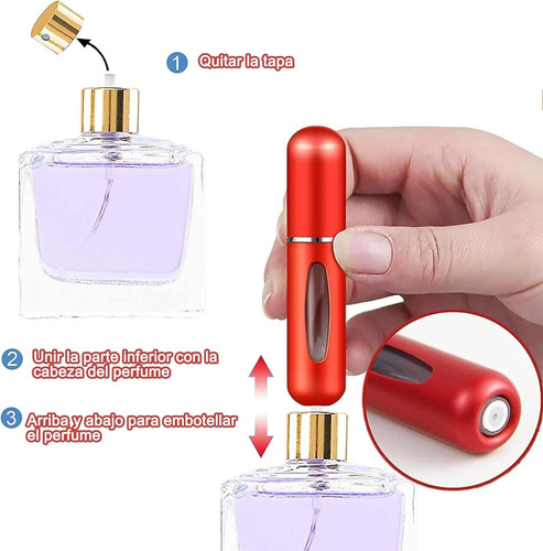 2 Mini Atomizador Para Perfume Recargable Capsula Viaje Rojo