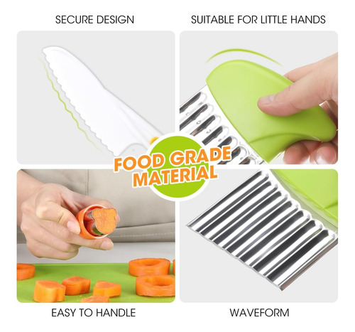 Aieve Juego De Cuchillos Para Niños Para Cocina Real, Juego